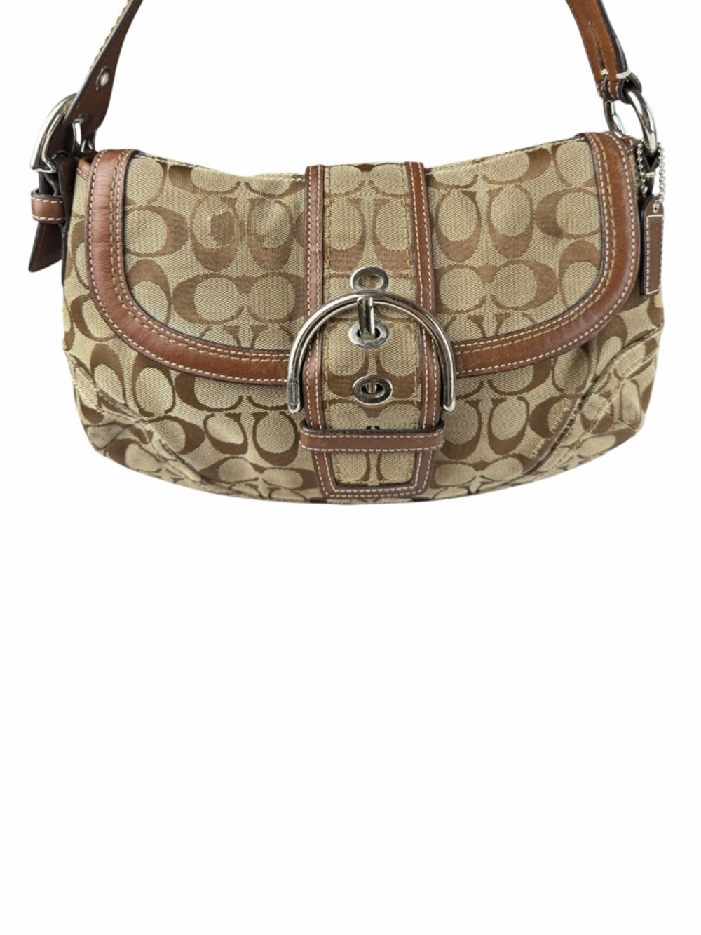 Coach Vintage Y2K Soho Signature Canvas Buckle Flap Shoulder Bag Brown Jacquard - Picture 5 of 10